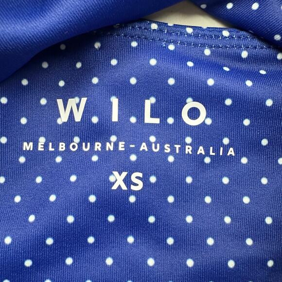 Wilo Sports Bra Women Extra Small Blue White Polka Dot Contour Padded Gym Active - Picture 6 of 11